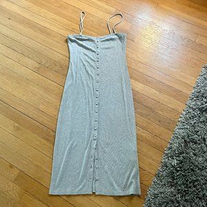 Forever 21 L Large Gray Dress Buttons Up BOHO Chic dress women